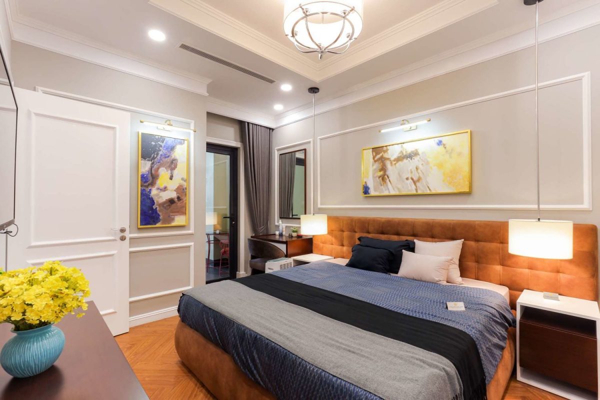 Phòng ngủ lớn căn hộ Meyhomes Đan Phượng