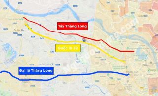 đường đại lộ Tây Thăng Long kết nối dự án Meyhomes Đan Phượng với Hồ Tây